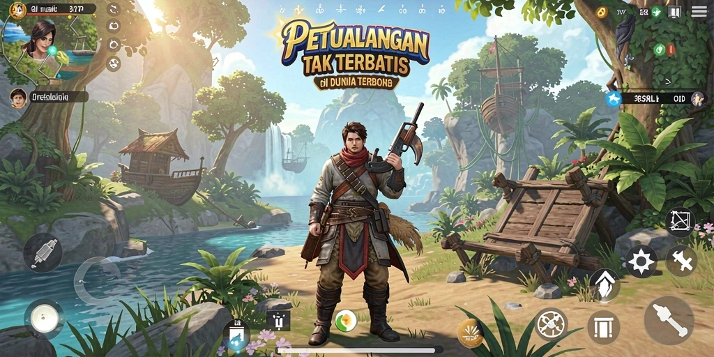 Screenshot gameplay 33L menunjukkan dunia terbuka yang menakjubkan.