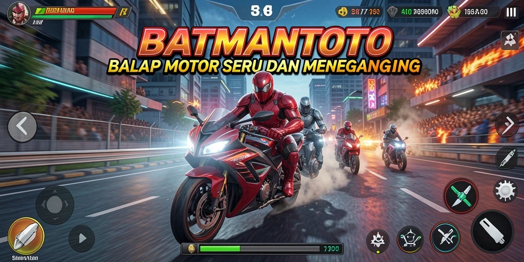 Screenshot utama BATMANTOTO menunjukkan aksi balapan motor yang mendebarkan.