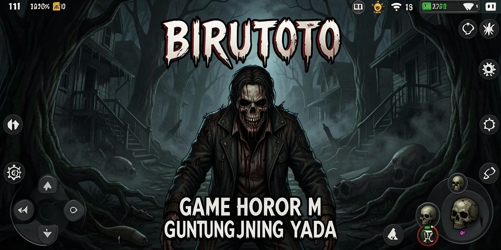 Screenshot BIRUTOTO menampilkan suasana mencekam di dalam gameplay horor.