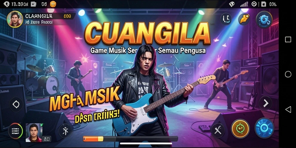 Tampilan gameplay seru CUANGILA dengan berbagai pilihan musik.