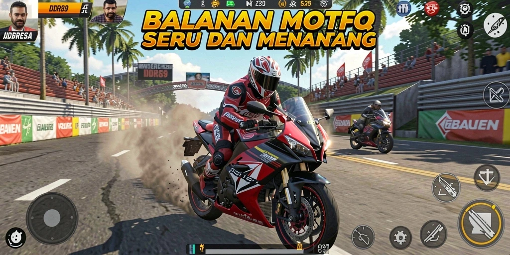 Tampilan gameplay seru balapan motor IDR89 yang menegangkan.