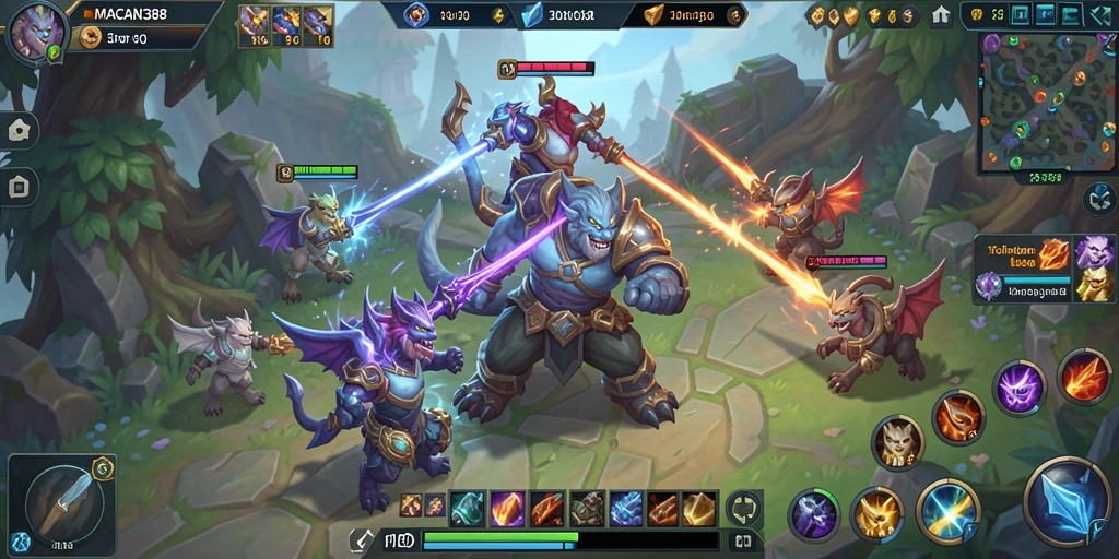 Tampilan gameplay MOBA yang mendebarkan dalam MACAN388.