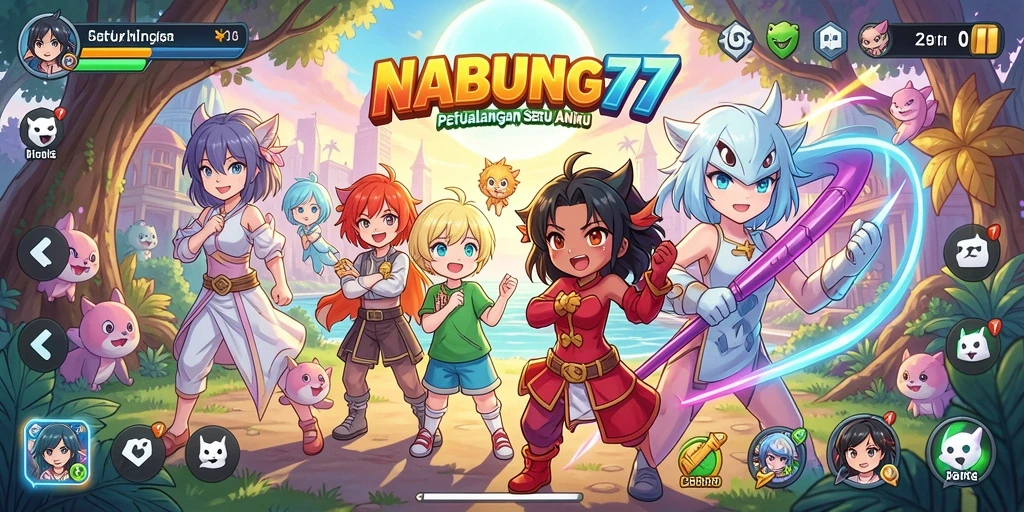 Tampilan gameplay seru dan karakter anime menarik di NABUNG77.