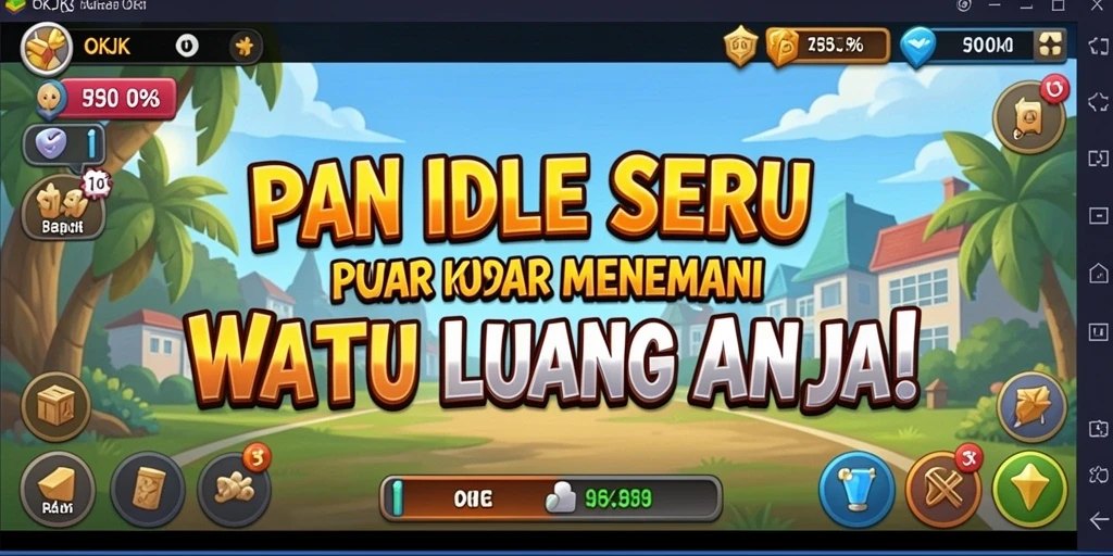 Screenshot gameplay OKJK yang menampilkan pengumpulan sumber daya Idle.