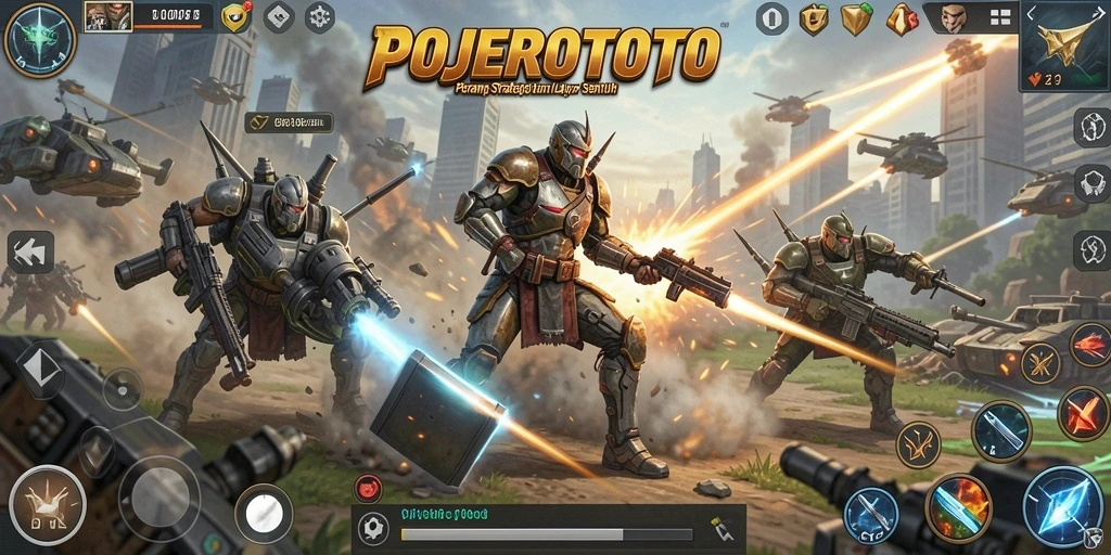 Screenshot POJEROTOTO menampilkan aksi tembak-menembak yang seru.