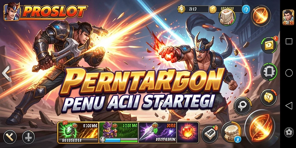 Tampilan aksi intens dalam gameplay Fighting PROSLOT.