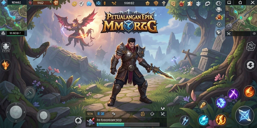 Tampilan gameplay epik dalam dunia fantasi REMI62.