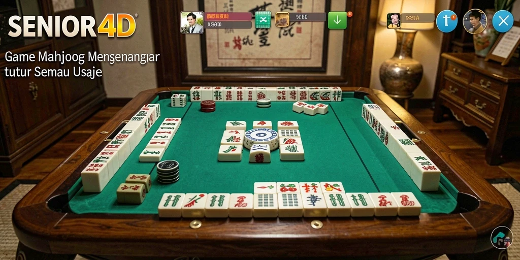 Screenshot utama SENIOR4D menunjukkan keseruan gameplay Mahjong.