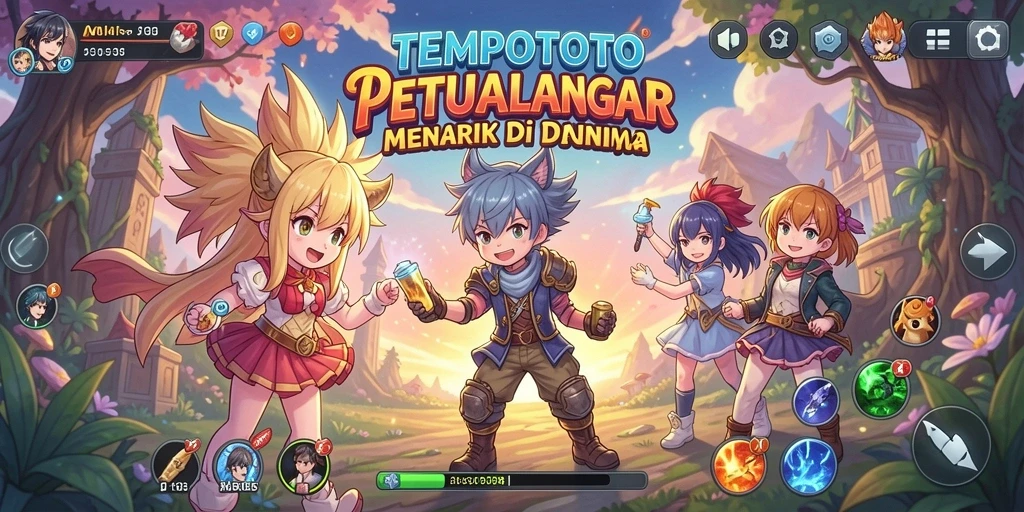 Gameplay TEMPOTOTO menampilkan karakter anime dalam petualangan seru.