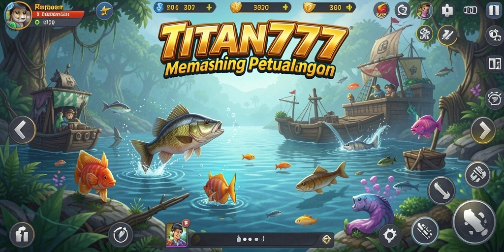 Tampilan gameplay menyelaraskan pengalaman memancing yang seru di TITAN777.