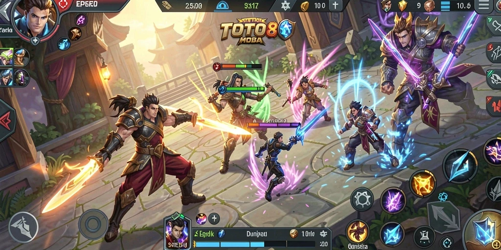 Tangkapan layar gameplay TOTO80 menampilkan aksi seru di arena MOBA.