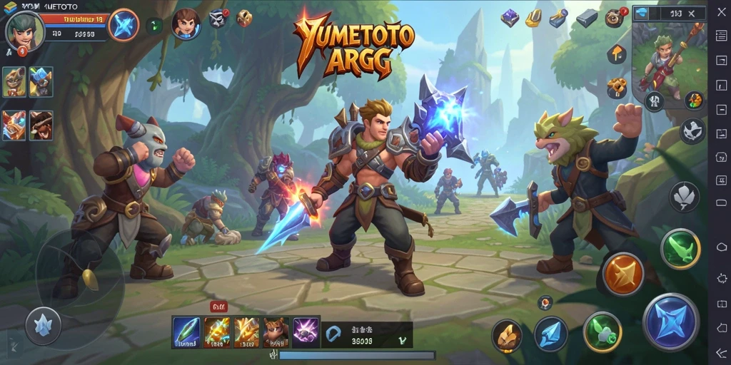 Tangkapan layar gameplay YUMETOTO yang menampilkan aksi pertarungan ARPG.